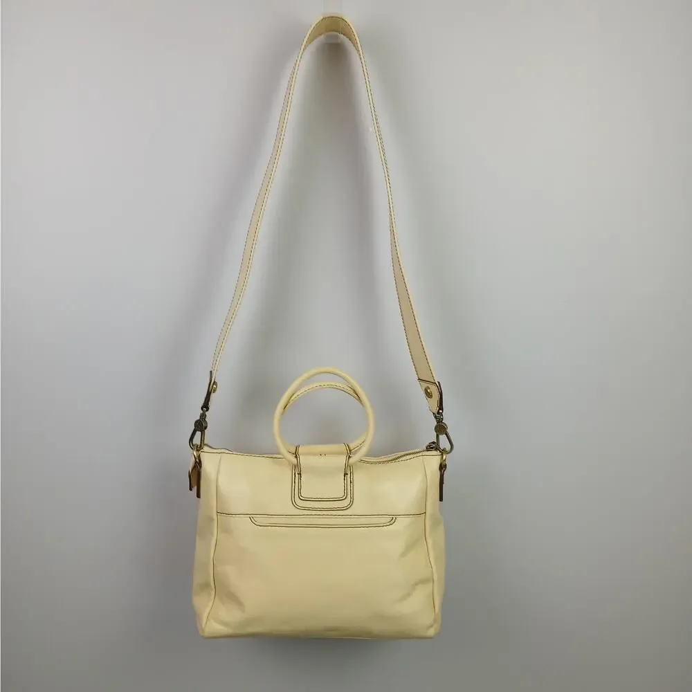HOBO Vintage Hide Collection Sheila Premium Leather Satchel Bag Butter Yellow